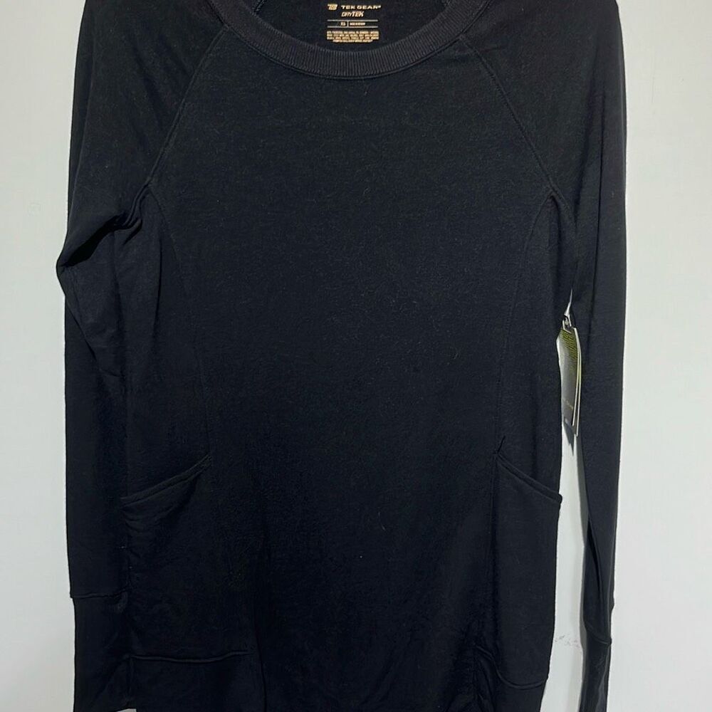 Tek Gear Women's Black Dry Tek French Terry Long Sleeve‎ Tunic Sweatshirt XS NWT